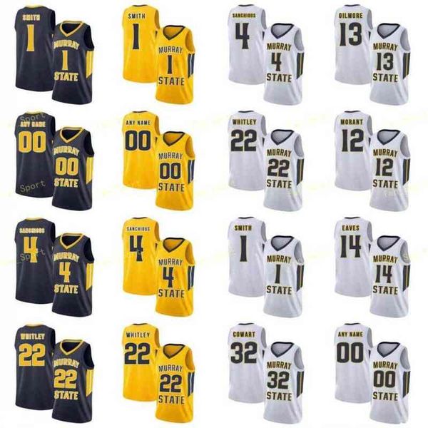 

college college ncaa basketball wears murray state racers basketball jersey 21 de'andre hunter 22 brion whitley 23 kj williams 24 antho, Black