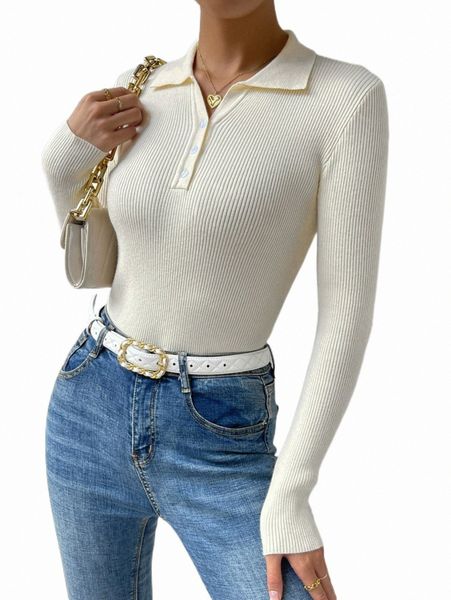 

women's sweaters polo neck ribbed knit sweater 32zl#, White;black