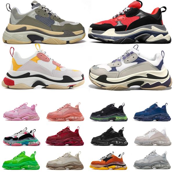 

triple s men women designer running shoes platform sneakers black white dark grey pink split multi fuchsia beige taupe mens trainers jogging