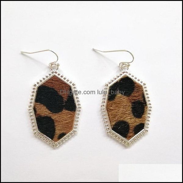 

charm designer leopard earrings for women hexagon prism charms pu leather dangle earring boutique jewelry christmas gifts dro lulubaby dhzv1, Golden