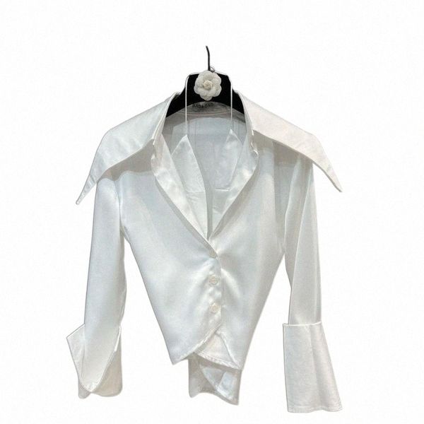 

women's blouses & shirts women's blouses & shirts 2022 autumn arrivals long sleeve turn down collar halter fake two piece white ir