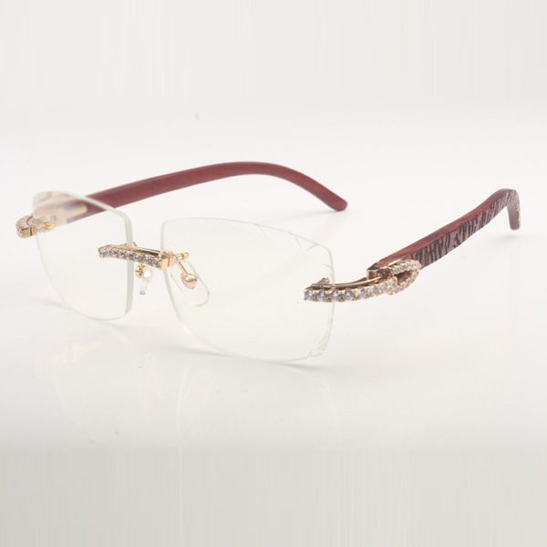 

xl diamond glasses frame 3524015-b natural wood legs and 58mm clear cut lenses thickness 3.0mm, Silver