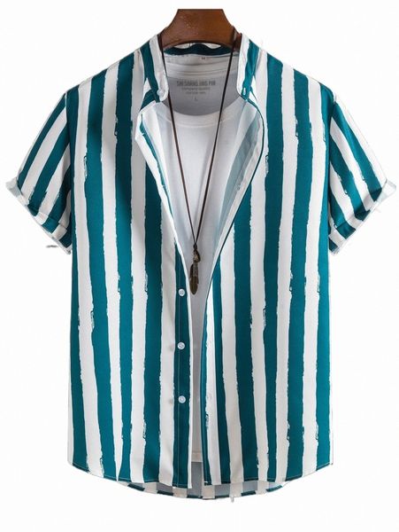 

men's casual shirts men 1pc striped button front shirt a10g#, White;black