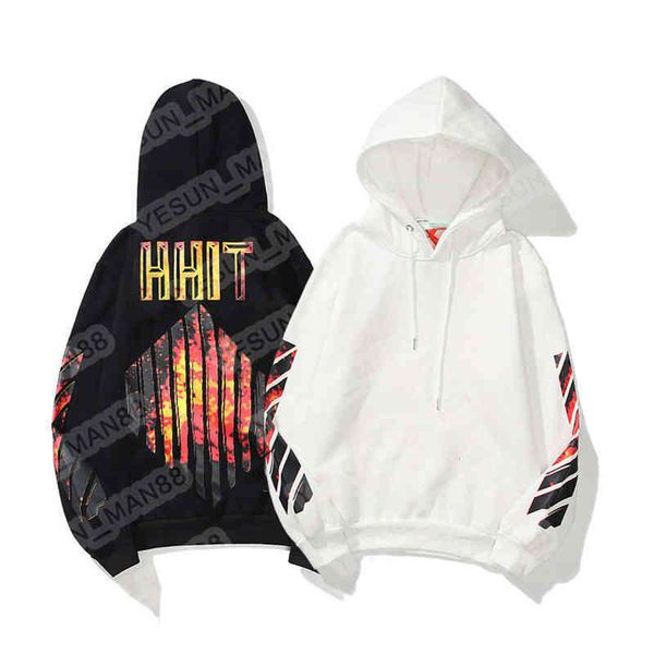

men's hoodies sweatshirts designer luxury off classic flame arrowhead katoen hip hop hoodie couples of light blue black white print men