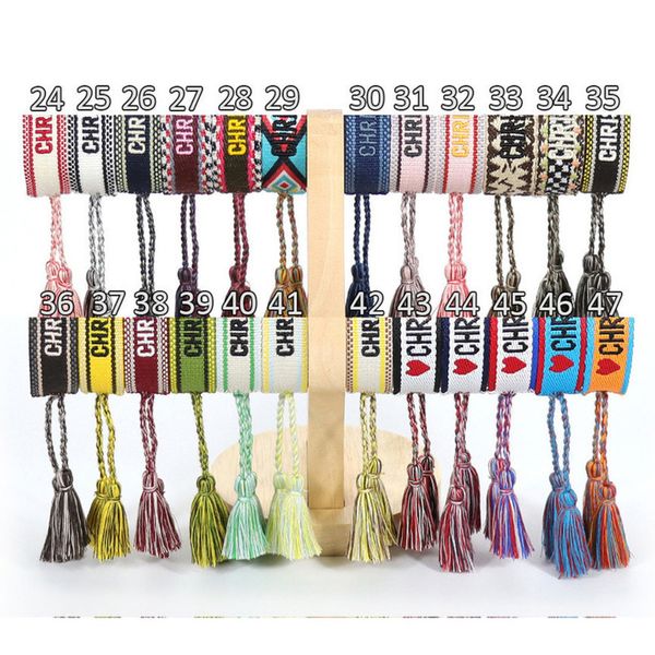 

fashion classic brand bangles bracelets luxury women men handmade signature embroidered woven tassel adjustable bracelet jewelry friendship, Black