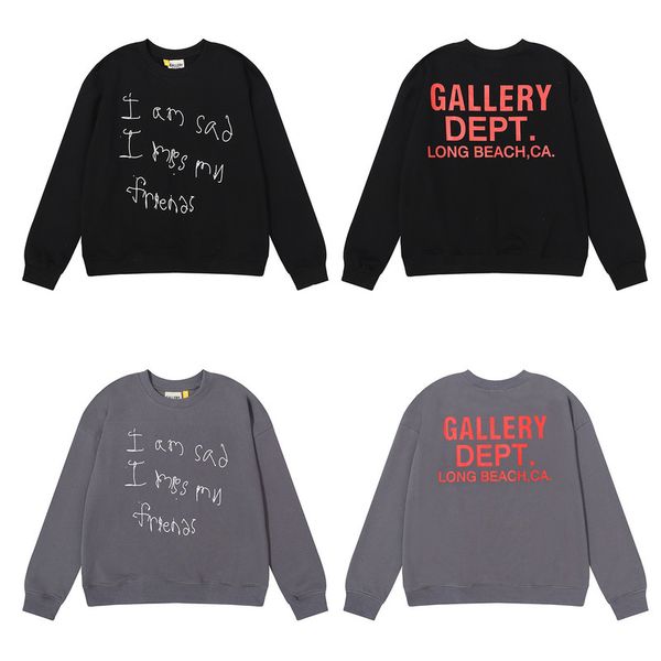 

hoodie gallerydepts high version of letter printing same high gram heavy terry men's and women's round neck sweater, Black