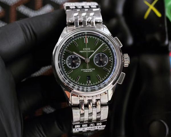 

42mm mens automatic mechanical watch white blue stainless steel luminous sapphire calendar, Slivery;brown