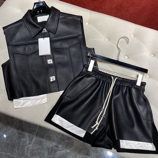 

luxury womens vest coat designer pu leather vest shorts vintage black sleeveless vests