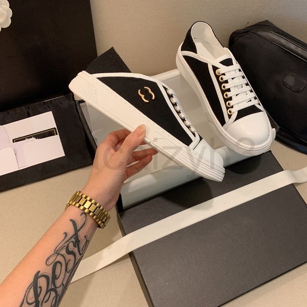 

dress shoes designer high version c family small fragrance spring and summer casual linen shoes lace up low round head flat cloth women, Black