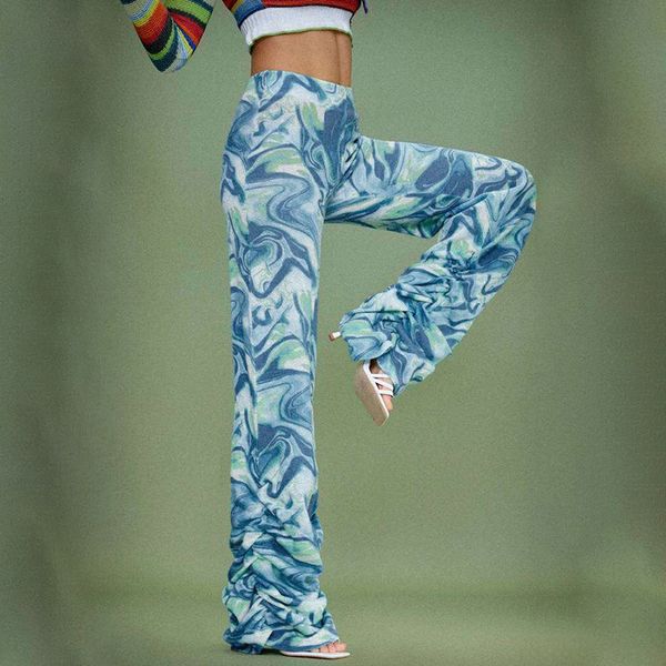

women's pants & capris tie-dyed cotton trousers high waisted loose slimming slacks, Black;white
