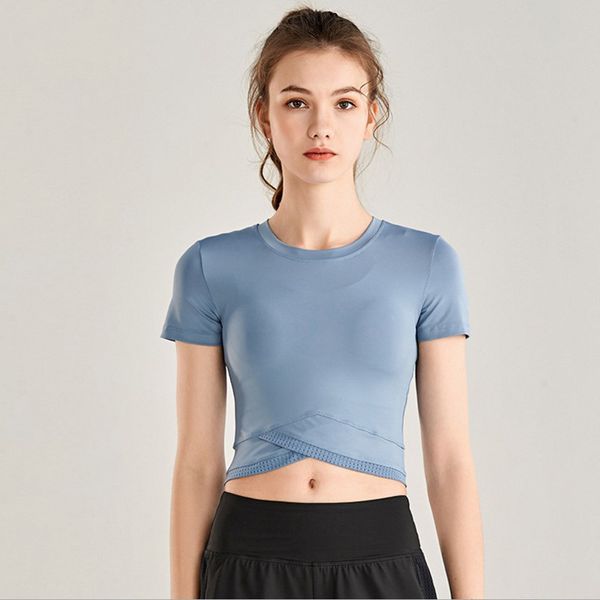 

2021 new sports women lu-yoga fitness yoga clothing blouse running sports fitness clothes short sleeve t-shirt