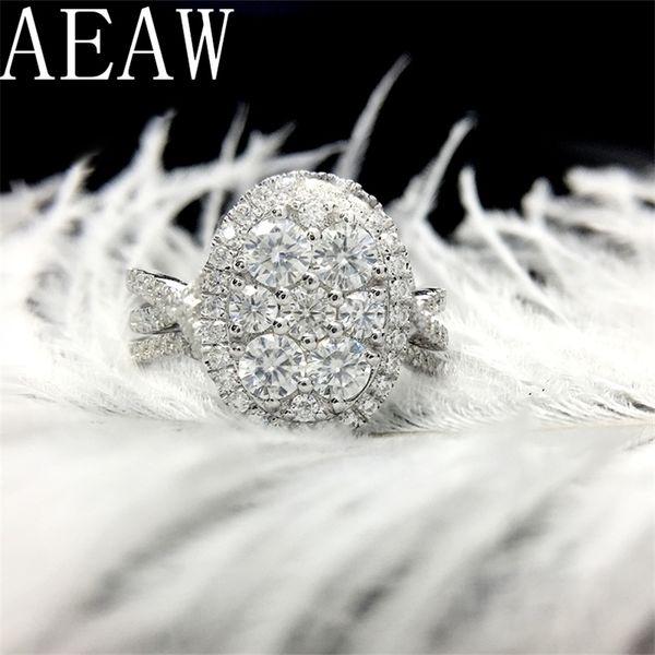 

solitaire ring wedding rings aeaw solid 10k white gold center 15ctw f color engagement bridal set with accents 2 piece for women 220829, Golden;silver