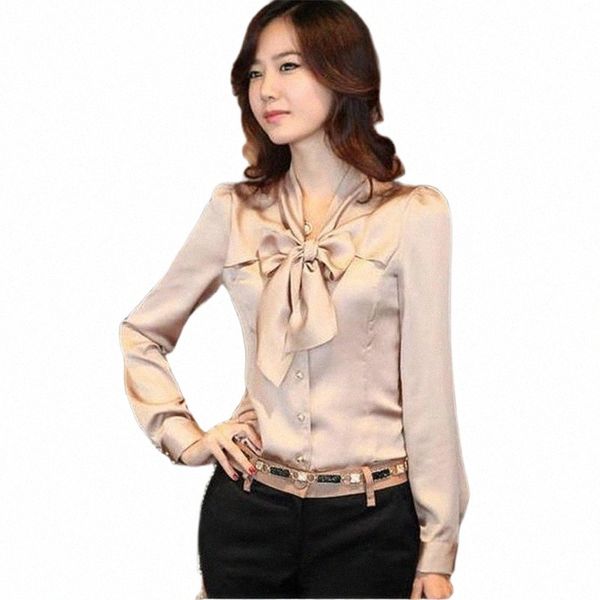 

women's blouses & shirts women's blouses & shirts women summer solid bow full puff-sleeve slim shirt female spring high imitation, White
