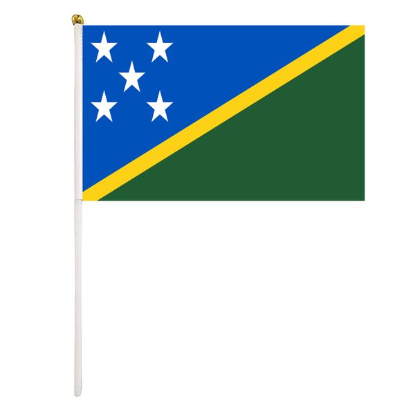 

solomon islands handheld flag 14x21 cm polyester mini hand waving flags with plastic flagpoles for festival events celebration