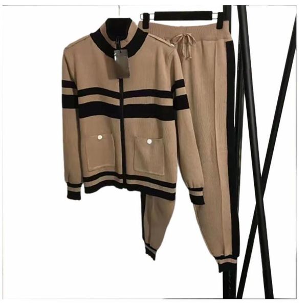 

women's tracksuits sweater knitted luxury designer pulovers casual fashion zipper knitting women's turtleneck, Gray