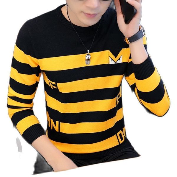 

men's sweaters para hombre suter de marca otoo lnvierno ajustado lana jersey informal a rayas jerse 220829, White;black