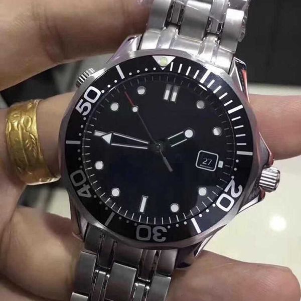 

christmas automatic mechical james bond aqua master watch black stainless steel watches men wristwatches, Slivery;brown