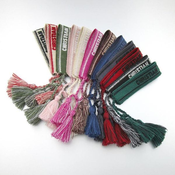 

fashion brand classic bangles bracelets luxury women men handmade signature embroidered woven tassel adjustable bracelet jewelry friendship, Black