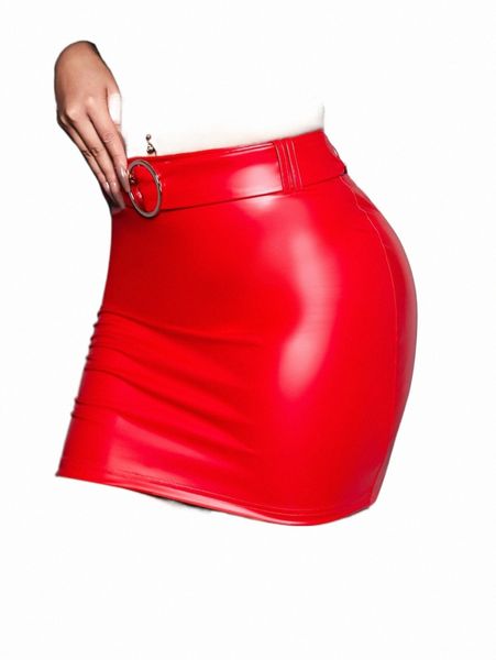 

skirts sxy o-ring zip side pu leather skirt 2022 new f8hl#, Black