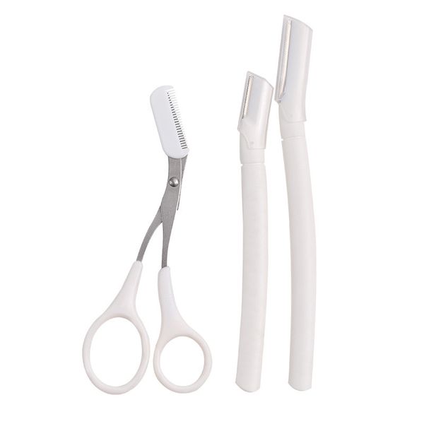 

fashion 3pcs eyebrow trimmer kit wholesale eyebrow scissors safe eyebrows shaver for beginner