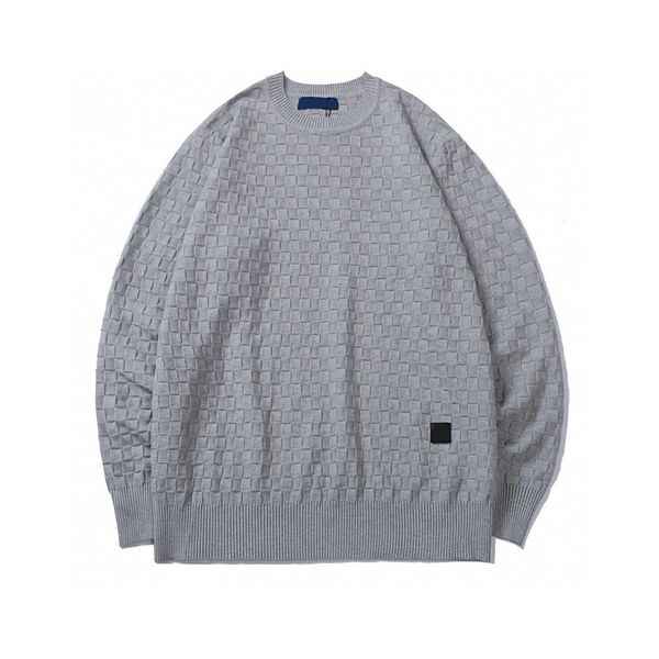 

classic lattice men sweaters loose street style knitted pullovers long sleeve sweater leather label designer coat, White;black