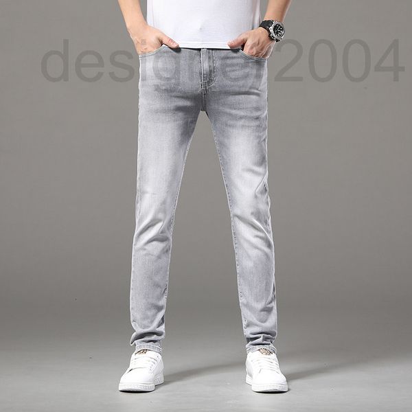 

men's jeans designer new young korean version elastic slim fit small feet trendy brand long pants ffur, Blue