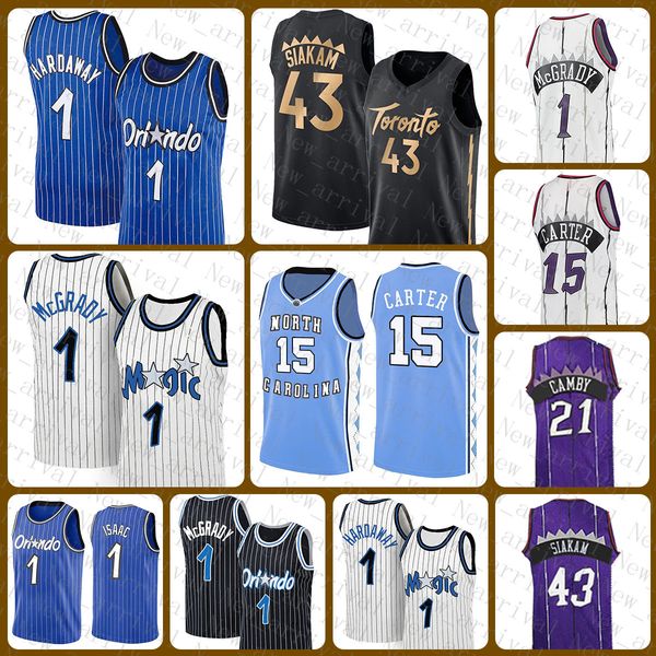 

torontos raptores basketball jersey orlandos magics 15 43 1 champagne vince carter pascal siakam penny hardaway tracy mcgrady jonathan isaac, Black;red