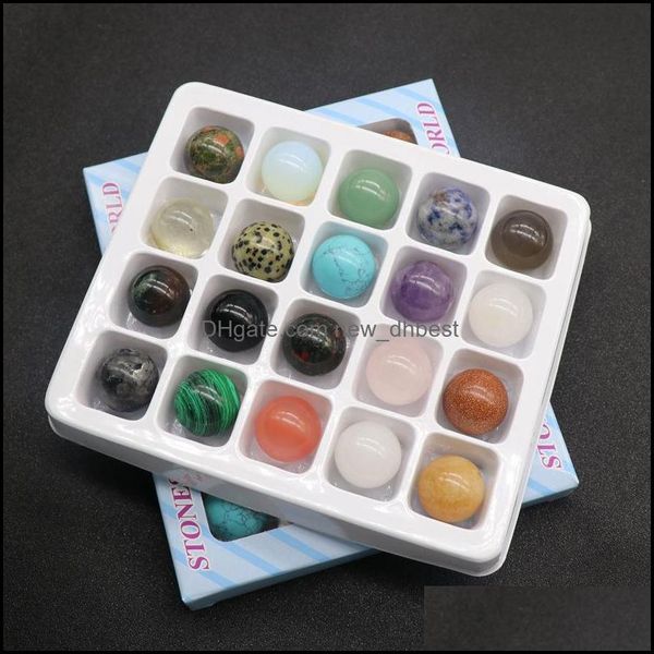 

stone 20mm round loose beads 7 chakras stones charms healing reiki rose quartz crystal for making non-porous crafts decorat newdhdhjtz, Black