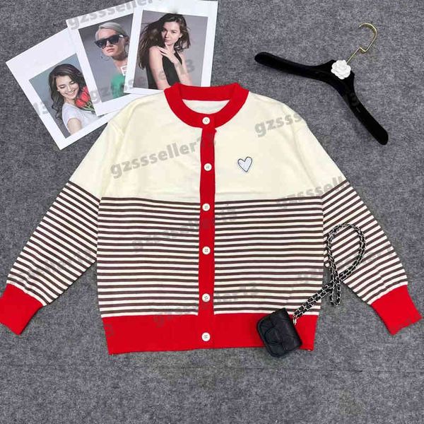 

designer cardigan womens sweaters fashion brand logo embroidered knitted cardigans striped panel crew neck long sleeves sweater jackets 0912, White;black