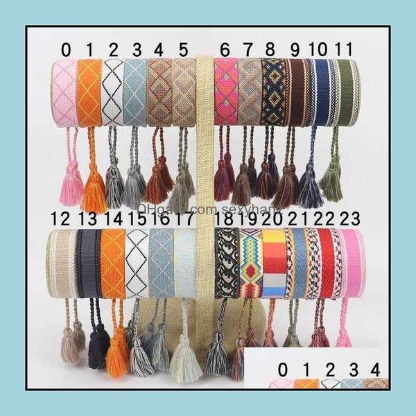 

bangle bracelets jewelry 2021 fashion cotton woven letter embroidery tassel lace-up bracelet adjustable festival gift party beauty drop deli, Black