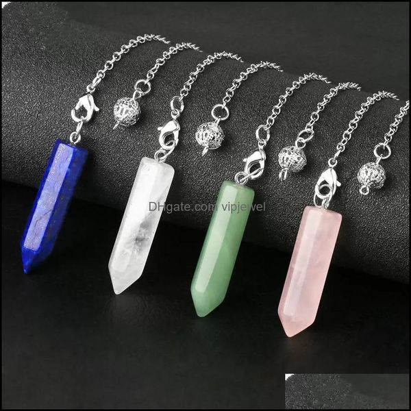 

pendant necklaces natural stone hexagonal column pendum pendant for dowsing wicca pointed crystal pillar simple pendums reik vipjewel dhfpt, Silver