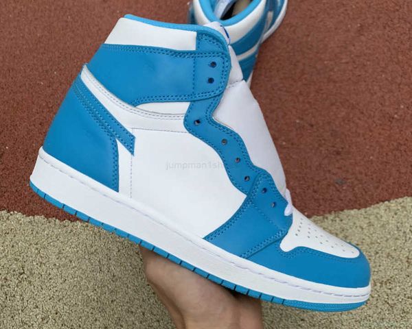 

boots jumpman 1 high og shoes 1s unc men women white powder blue sneakers trainers with box, Black