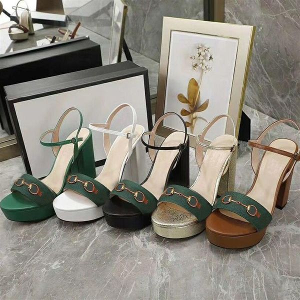 

designer women sandals party fashion 100% leather dance shoe new heels super 10cm lady wedding metal belt buckle high heel wo278g, Black