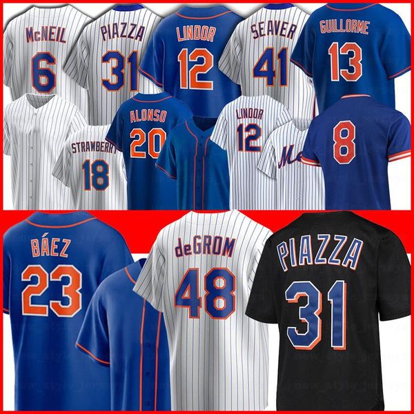 

baseball jerseynew 23 javier baez york 48 jacob degrom mets baseball jerseys 20 pete alonso 12 francisco lindor 18 darryl strawberry 17 keit, Black