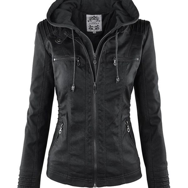 

women's jackets gothic faux leather women hoodies winter autumn motorcycle black outerwear pu basic coat 220830, Black;brown