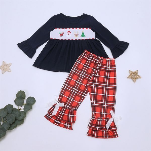 

special occasions style baby girl clothes set kids christmas gifts embroidery bodysuit long sleeve lattice pants suit for 1-8t babi girls 22, Blue