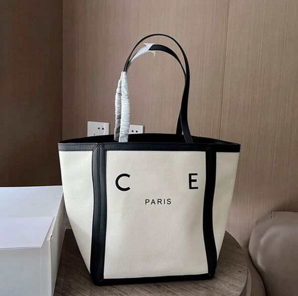 

canvas large tote bag patchwork shopping handbag purse high capacity handle shoulder bags classic brand letters printing inside zipper pocke