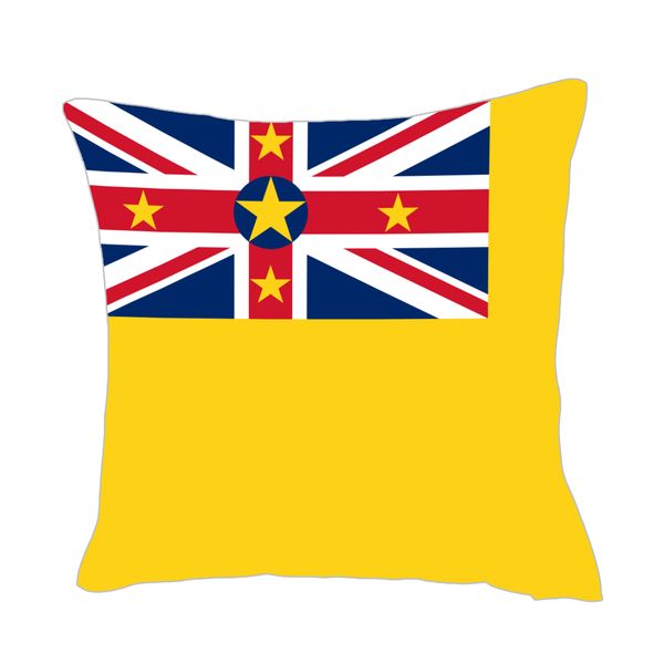

niue flag throwpillow cover factory supply good price polyester satin pillow cover