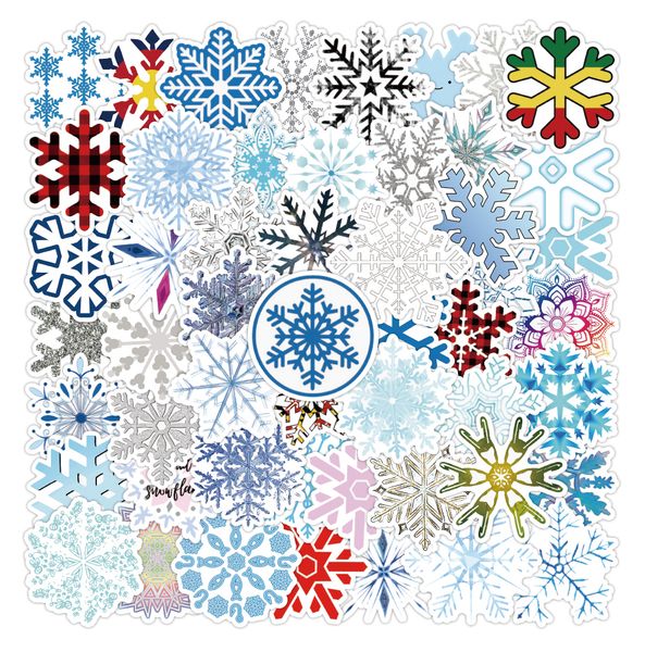 

50pcs snowflake stickers pack for suitcase window lapluggage diy waterproof toy decals wholesale