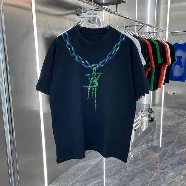 

designer t shirt botteg ven shirt 2022 new fashion brand bv green round neck chain printed short sleeve t-shirt men and women loose cotton t, White;black