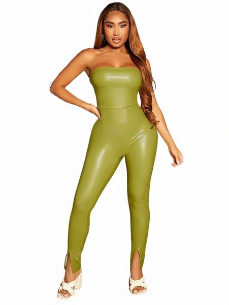 

women's jumpsuits & rompers sxy split hem unitard tube jumpsuit w76l#, Black;white