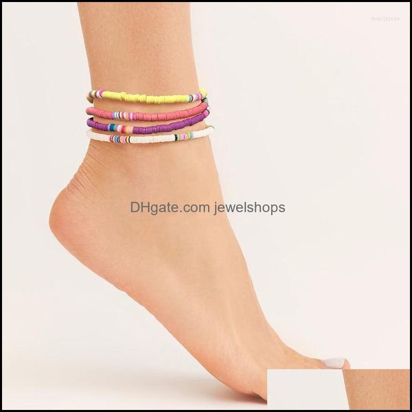 

anklets anklets boho colorf clay diameter 4mm handmade soft y ankle bracelets beach jewelry for foots marc22 drop delivery 2021 jewels dhvib, Red;blue