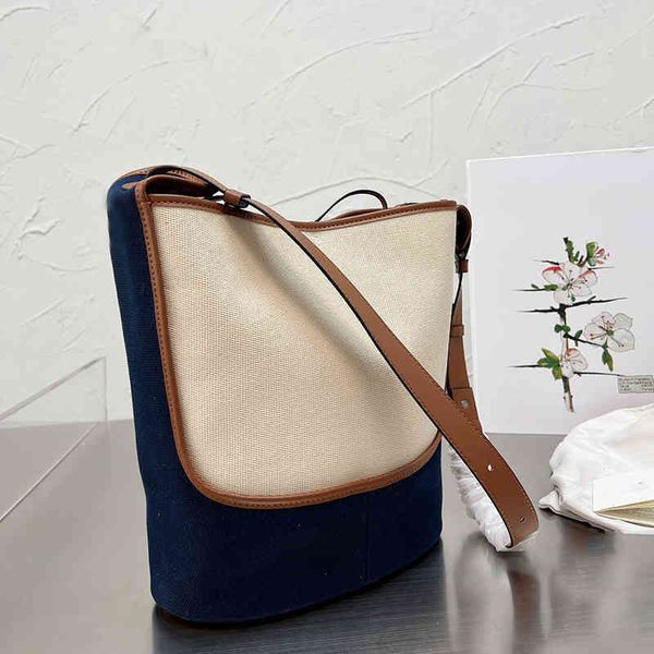 

totes contrast panel bucket bag women vintage handbag shoulder leather luxury designer brand crossbody female shopping tote 220323