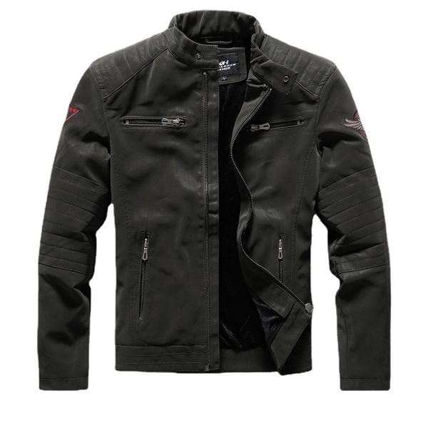 

men's jackets mens winter casual fleece leather male stand collar motorcycle faux pu man windbreaker jacket streetwear 220830, Black;brown
