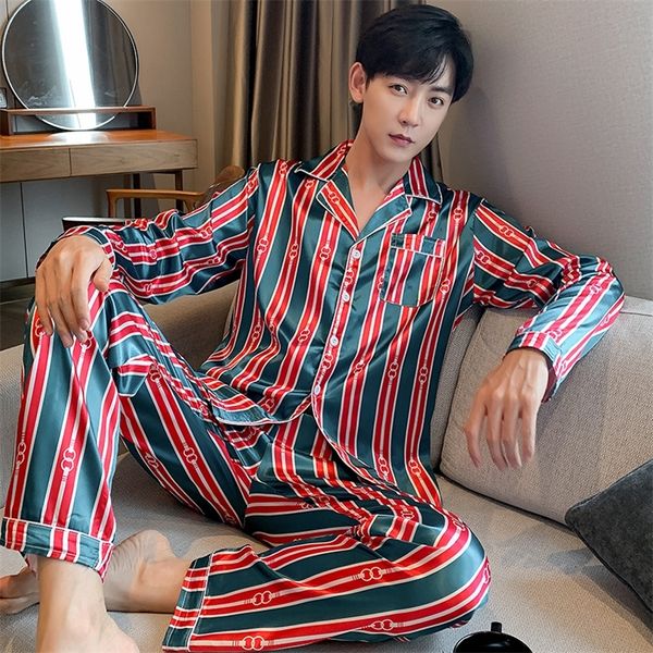 

men's sleepwear comfortable men pyjamas plus size 3xl 4xl 5xl short sleeve casual night wear autumn silk boy pajama sets leisure set 22, Black;brown