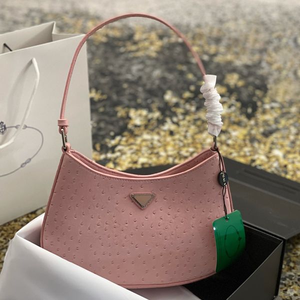 

designer women hobo bag cleo classic ostrich handbag shoulder bags white pink with box 27 5 20cm