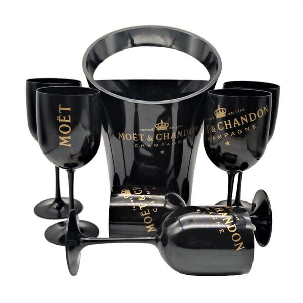 

mystery black ice bucket and 6 moet glass for family party265k