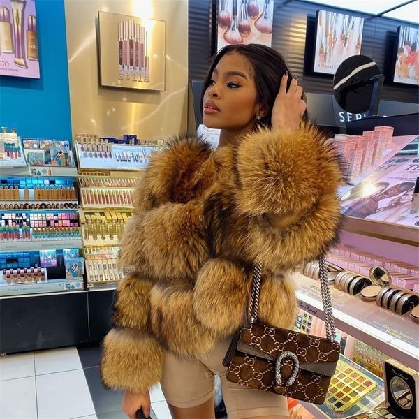

women's fur faux jacket faux coat winter women short warm thick vests raccoon fake 220830, Black