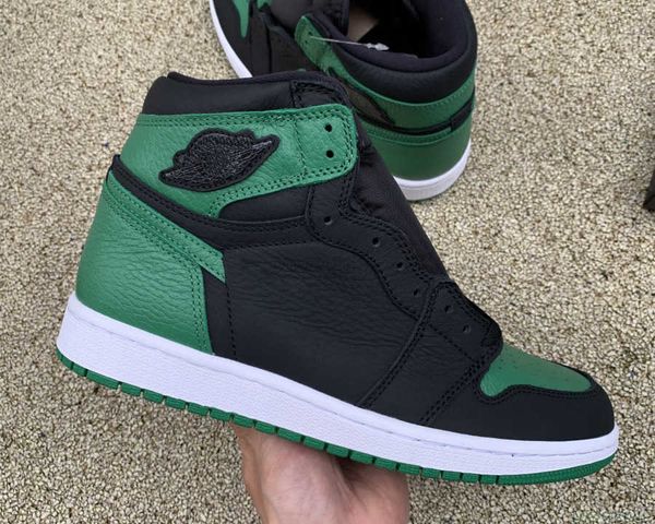 

boots port authentic jumpman 1 high og pine green shoes black/white-pine green-gym red sports outdoor sneakers with original box