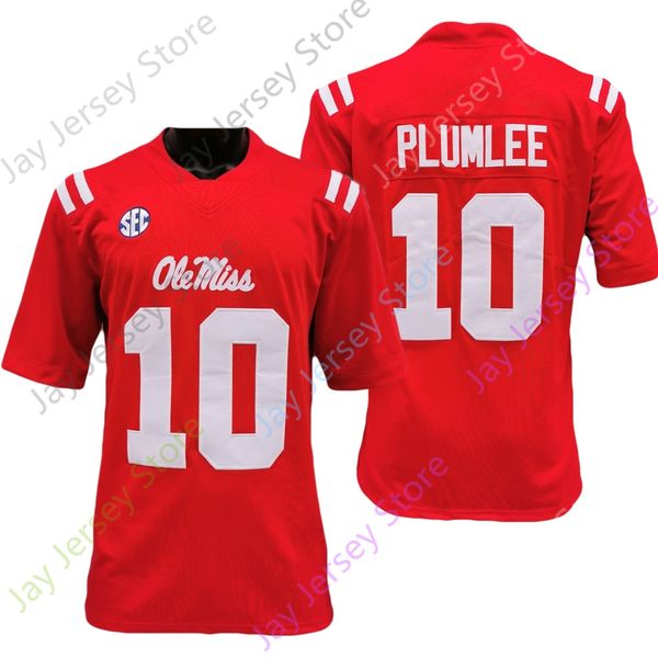 

jersey 2020 new ncaa ole miss rebels jerseys 10 john rhys plumlee college football jersey red size youth adult, Black